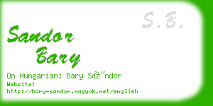 sandor bary business card